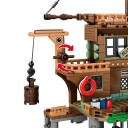Conjunto de Construção para Crianças Fortaleza Pirata 39 x 11 x 55 cm 675 pcs Porto Pirata com Barco Conjunto de Construção Aventura Idade 6+ 5