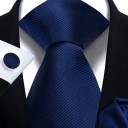 Conjunto de corbata, pañuelo y gemelos lisos 148 x 7,5 cm Elegante conjunto masculino para bodas, eventos formales y reuniones de empresa. 7