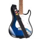 Conjunto de correias para guitarra 7 pcs em pele PU e algodão Correia preta com palhetas e acessórios para guitarra acústica, ukulele e baixo 3