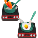 Conjunto de cozinha infantil 59 pcs Utensílios de plástico para brincar com acessórios Brinquedo de cozinhar com chaleira, frigideira e legumes para meninas e meninos a partir dos 3 anos 5