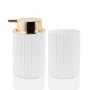 Conjunto de dispensador de jabón de espuma blanca y vasos para cepillos de dientes u otros accesorios de baño Equipamiento de baño 2