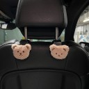 Conjunto de dois suportes para carro com cabeça de urso de peluche para encosto de cabeça, gancho de plástico para malas, óculos, roupa 2