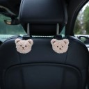 Conjunto de dois suportes para carro com cabeça de urso de peluche para encosto de cabeça, gancho de plástico para malas, óculos, roupa e miudezas 5