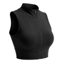Conjunto de dos piezas de top deportivos de mujer, chalecos ajustados sin mangas con cierre de cremallera en toda la longitud en color negro 7
