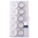 Conjunto de estojo para lentes de contacto com acessórios caixa de plástico colorida com vários compartimentos e frasco para viagem 9