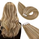 Conjunto de extensões de cabelo tape in para alongamento e espessamento 20 pcs 45 cm cabelo humano natural com fita adesiva para estilização 18
