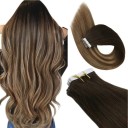 Conjunto de extensões de cabelo tape in para alongamento e espessamento 20 pcs 45 cm cabelo humano natural com fita adesiva para estilização 8