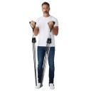 Conjunto de faixas de resistência cinza e preta de 200 lb com cinco cordas elásticas de 20 a 60 lb e ganchos de metal, alças e âncora para porta 2