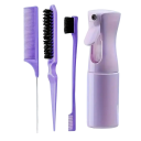 Conjunto de ferramentas de cabeleireiro 4 pcs Pulverizador de água Pente com cabo Escova de modelar Acabamento de bordas Alisamento de cabelo 3