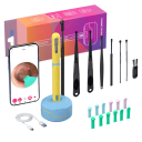 Conjunto de ferramentas para limpeza de ouvidos com câmara WiFi HD Endoscópio de inspeção Giroscópio de 6 eixos Lente rotativa Pontas intercambiáveis Iluminação LED 4
