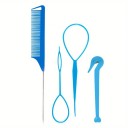 Conjunto de ferramentas para penteados 4 pcs Laços de cabelo Tranças francesas Pente com cabo Removedor de elásticos Acessórios de cabeleireiro 2