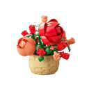 Conjunto de flores em cesto com rosas 75 × 73 × 72 mm Modelo decorativo para interiores Mini conjunto de flores em plástico ABS em cesto elegante 1