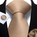 Conjunto de gravata, lenço e botões de punho lisos 148 x 7,5 cm Conjunto elegante para homens para casamentos, eventos formais 12