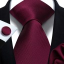 Conjunto de gravata, lenço e botões de punho lisos 148 x 7,5 cm Conjunto elegante para homens para casamentos, eventos formais e reuniões de negócios 13