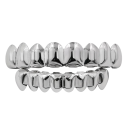 Conjunto de grelhas dentárias hip hop 7,5x1,2 cm e 5x1 cm Grillz superiores e inferiores com inserção em silicone Dentes brilhantes Acessório para homens e mulheres 3