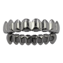 Conjunto de grelhas dentárias hip hop 7,5x1,2 cm e 5x1 cm Grillz superiores e inferiores com inserção em silicone Dentes brilhantes Acessório para homens e mulheres 1