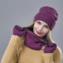 Conjunto de inverno de gorro com cachecol e luvas tácticas para mulheres e homens Conjunto tricotado em algodão Cachecol com forro 5