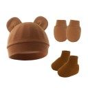 Conjunto de inverno para bebés 0–1 ano Gorro com orelhas, luvas e botinhas de meia Poliéster algodão Conjunto de inverno quente para bebé 8