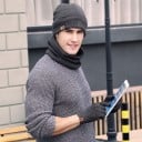 Conjunto de invierno de gorro con bufanda y guantes táctiles para mujeres y hombres Conjunto de algodón de punto suave Bufanda con forro 6