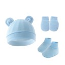 Conjunto de invierno para bebés 0–1 año Gorro con orejitas, manoplas y botines de calcetín Poliéster algodón Conjunto de invierno cálido 5