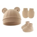 Conjunto de invierno para bebés 0–1 año Gorro con orejitas, manoplas y botines de calcetín Poliéster algodón Conjunto de invierno cálido 9