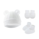 Conjunto de invierno para bebés 0–1 año Gorro con orejitas, manoplas y botines de calcetín Poliéster algodón Conjunto de invierno cálido 4