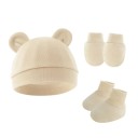 Conjunto de invierno para bebés 0–1 año Gorro con orejitas, manoplas y botines de calcetín Poliéster algodón Conjunto de invierno cálido 10