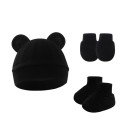 Conjunto de invierno para bebés 0–1 año Gorro con orejitas, manoplas y botines de calcetín Poliéster algodón Conjunto de invierno cálido 3