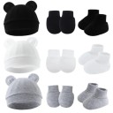 Conjunto de invierno para bebés 0–1 año Gorro con orejitas, manoplas y botines de calcetín Poliéster algodón Conjunto de invierno cálido 2