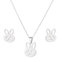 Conjunto de joias de aço inoxidável com tema animal Colar 45 cm e brincos para mulheres e raparigas Presente de verão para a praia e casamento Acessório de moda 2