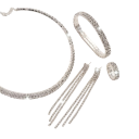 Conjunto de joias de luxo precioso Colar Brincos Pulseira Anel Pedras brilhantes Conjunto elegante para casamentos banquetes festas 2