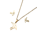 Conjunto de joyería avifaunal de pendientes y collar de 45 cm Acero inoxidable Golondrinas Joyería de verano para la playa Regalo para mujeres y niñas 1