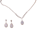 Conjunto de joyería de moda para dama en forma de gota, collar de 38+16 cm y aretes de 2,7 cm, joyería de boda elegante para banquetes 9