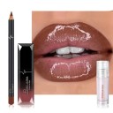 Conjunto de lábios 3 pcs Lápis de contorno Batom mate Óleo hidratante para lábios cuidado não pegajoso para maquilhagem diária 3