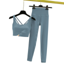 Conjunto de leggings y sujetador deportivo para mujer, de un solo color, spandex, nailon 19