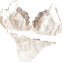 Conjunto de lencería de satén para mujer con detalles de encaje sujetador bragas poliéster elastano para uso diario 2