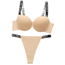 Conjunto de lencería femenina con tirantes elásticos con inscripciones sujetador y bragas poliamida elastano para uso diario 2
