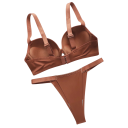 Conjunto de lencería femenina con tirantes elásticos con inscripciones sujetador y bragas poliamida elastano para uso diario 5