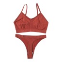 Conjunto de lencería sin costuras para mujer, sujetador sin aros con escote recto y tirantes finos, y bragas clásicas con cinturilla acanalada 4