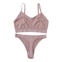 Conjunto de lencería sin costuras para mujer, sujetador sin aros con escote recto y tirantes finos, y bragas clásicas con cinturilla acanalada 2