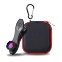 Conjunto de lentes para telemóvel 10 em 1 Olho de peixe 198° Grande angular 0,63x Macro 15x Teleobjetivo 2x e 6 filtros Com clip Preto para iOS 8