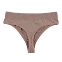 Conjunto de lingerie feminino com sutiã canelado sem aros com decote em V e almofadas removíveis e fio dental com cintura larga 12