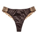 Conjunto de lingerie rendado para mulher em castanho escuro e tom de pele, sutiã com aros e alças ajustáveis e cuecas brasileiras 5