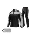 Conjunto de lluvia para motocicleta unisex chaqueta y pantalones ultraligeros de poliéster TPU de 3 capas con capucha elementos reflectantes cremallera impermeable 9