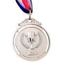 Conjunto de Medalhas Desportivas 5 unid para Competições com Troféu e Espigas Diâmetro 5 cm Liga de Zinco com Fitas Tricolor para Crianças e Eventos Escolares 5