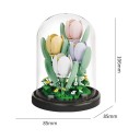 Conjunto de micro construção de tulipas elegante 85 x 85 x 106 mm 174 pcs Modelo de flores em vaso em caixa transparente Decoração de casa estilosa 2