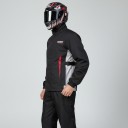 Conjunto de moto impermeable chaqueta y pantalones Chaqueta con cuello alto y puños elásticos Pantalones rectos Negros con elementos grises 2
