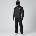 Conjunto de moto impermeable chaqueta y pantalones Chaqueta con cuello alto y puños elásticos Pantalones rectos Negros con elementos grises 3