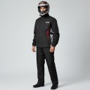 Conjunto de moto impermeable chaqueta y pantalones Chaqueta con cuello alto y puños elásticos Pantalones rectos Negros con elementos grises 4
