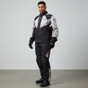 Conjunto de moto impermeável: casaco e calças Casaco com gola alta e bolso com aba Calças com cintura elástica Preto e cinza com elementos 3